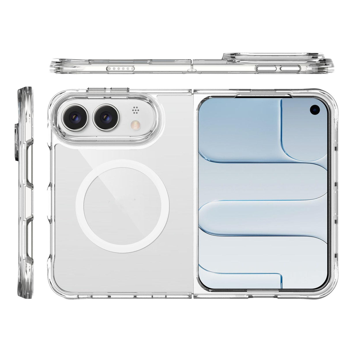 For iPhone Duo TPU + PC Hybrid 2.5mm Thick Shockproof Magnetic Phone Case - Transparent - EDA010192901A