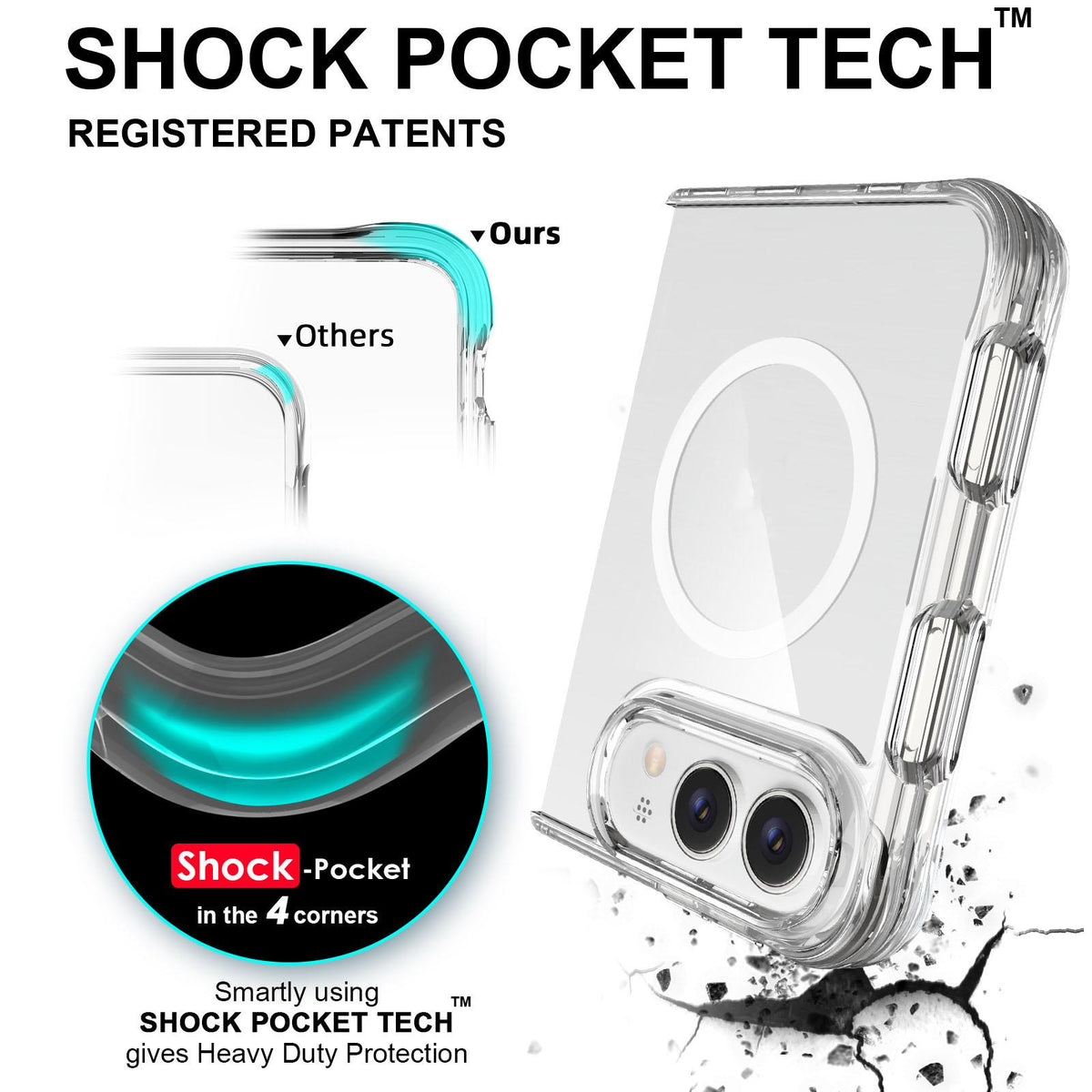 For iPhone Duo TPU + PC Hybrid 2.5mm Thick Shockproof Magnetic Phone Case - Transparent - EDA010192901A