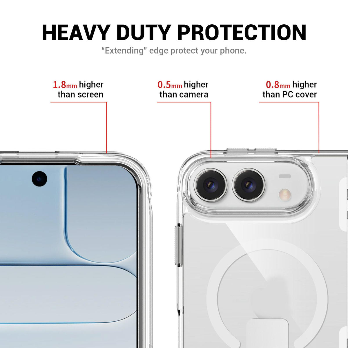 For iPhone Duo TPU + PC Hybrid 2.5mm Thick Shockproof Magnetic Phone Case with Holder - Transparent - EDA010193301A
