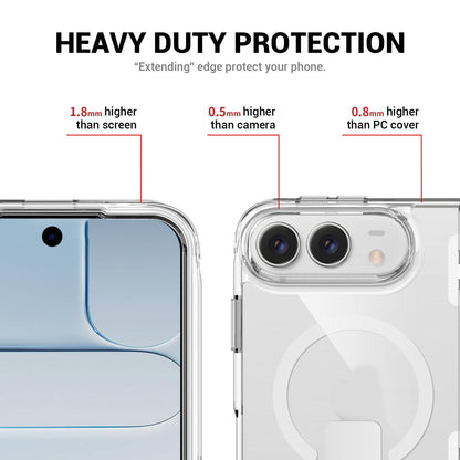 For iPhone Duo TPU + PC Hybrid 2.5mm Thick Shockproof Magnetic Phone Case with Holder - Transparent - EDA010193301A