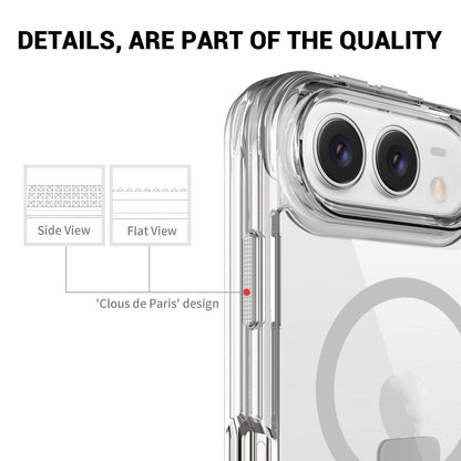 For iPhone Duo TPU + PC Hybrid 2.5mm Thick Shockproof Magnetic Phone Case with Holder - Transparent - EDA010193301A