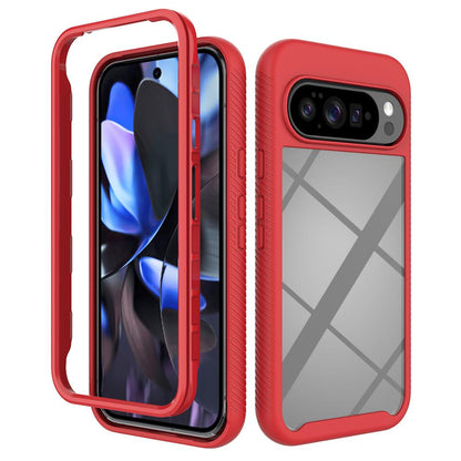 For Google Pixel 11 Pro XL Starry Sky Solid Color Shockproof TPU Clear PC Phone Case - Red - EDA010195801D