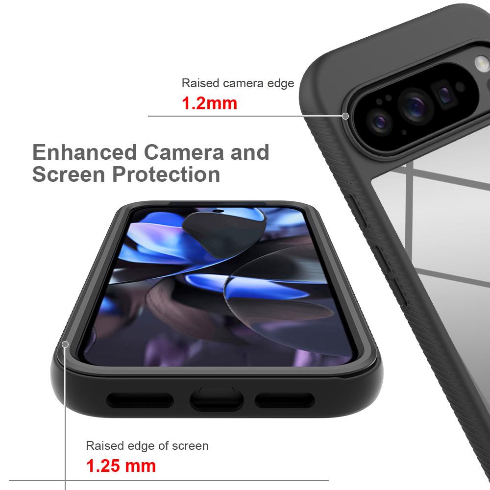 For Google Pixel 11 Pro XL Starry Sky Solid Color Shockproof TPU Clear PC Phone Case - Red - EDA010195801D