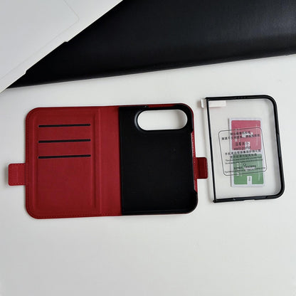 For iPhone Duo Litchi Texture Foldable Stand Phone Leather Case with Screen Protector - Blue - EDA010196901B