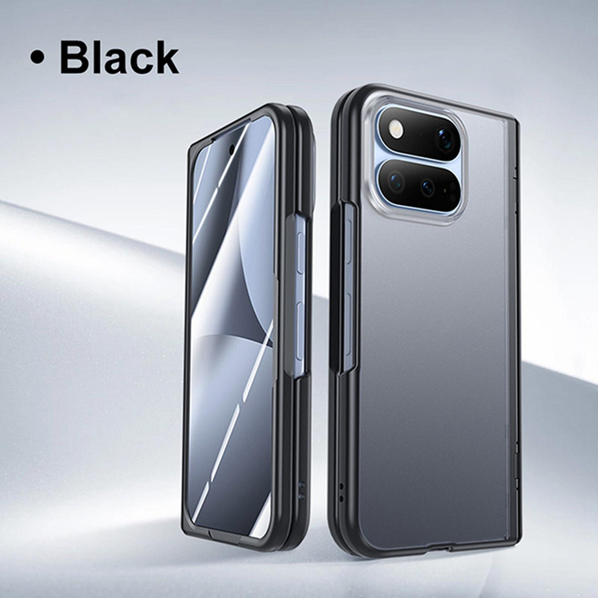 For Google Pixel 11 Pro Fold Intergrated Shell And Flim Translucent Frosted Hinge Protective Phone Case - Black - EDA010200401A