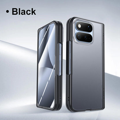 For Google Pixel 11 Pro Fold Intergrated Shell And Flim Translucent Frosted Hinge Protective Phone Case - Black - EDA010200401A
