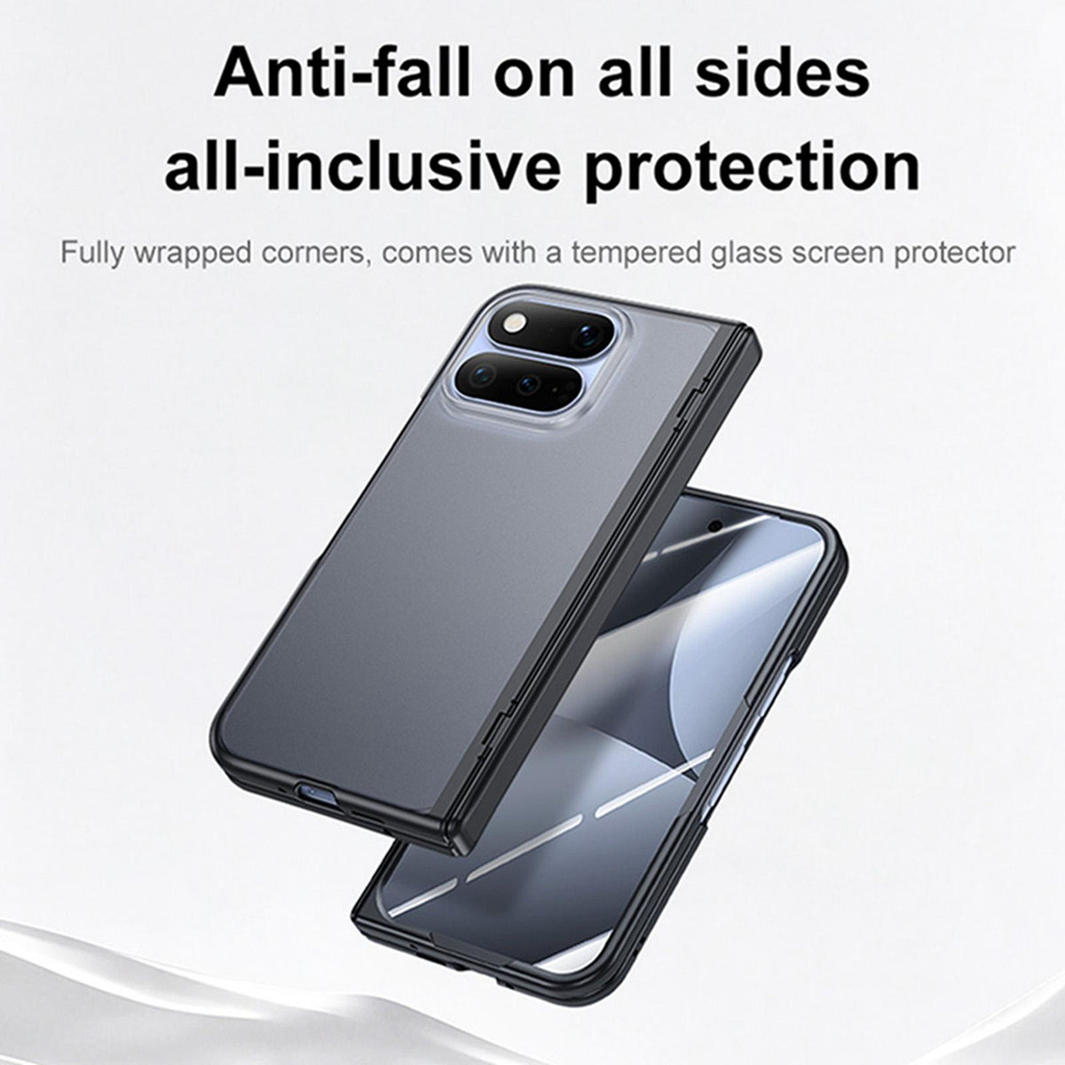 For Google Pixel 11 Pro Fold Intergrated Shell And Flim Translucent Frosted Hinge Protective Phone Case - Black - EDA010200401A