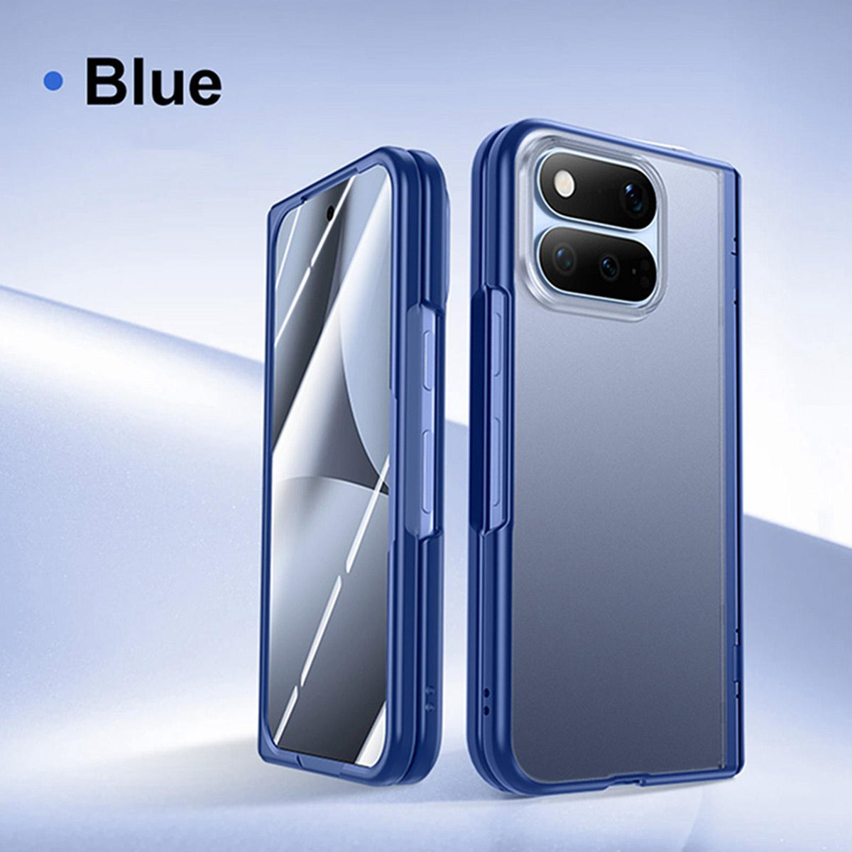 For Google Pixel 11 Pro Fold Intergrated Shell And Flim Translucent Frosted Hinge Protective Phone Case - Blue - EDA010200401C