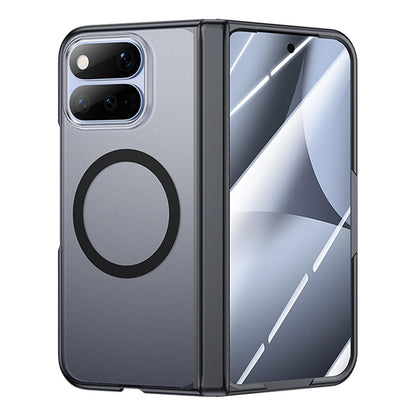 For Google Pixel 11 Pro Fold Intergrated Shell And Flim Translucent Frosted Hinge Protective Magnetic Phone Case - Black - EDA010201001A