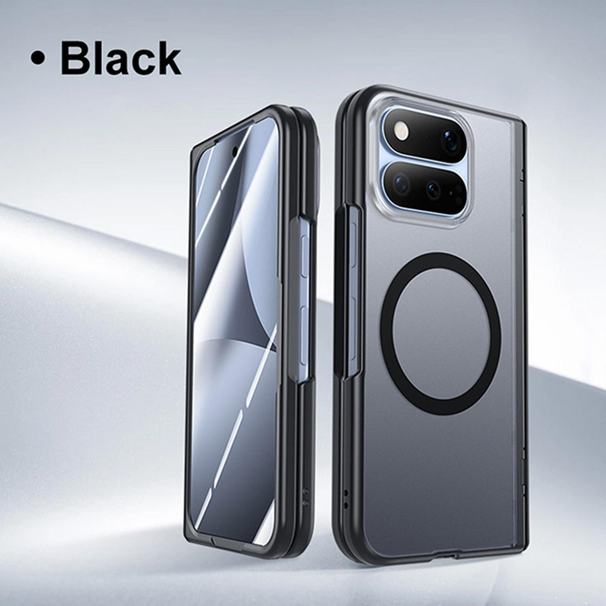 For Google Pixel 11 Pro Fold Intergrated Shell And Flim Translucent Frosted Hinge Protective Magnetic Phone Case - Black - EDA010201001A
