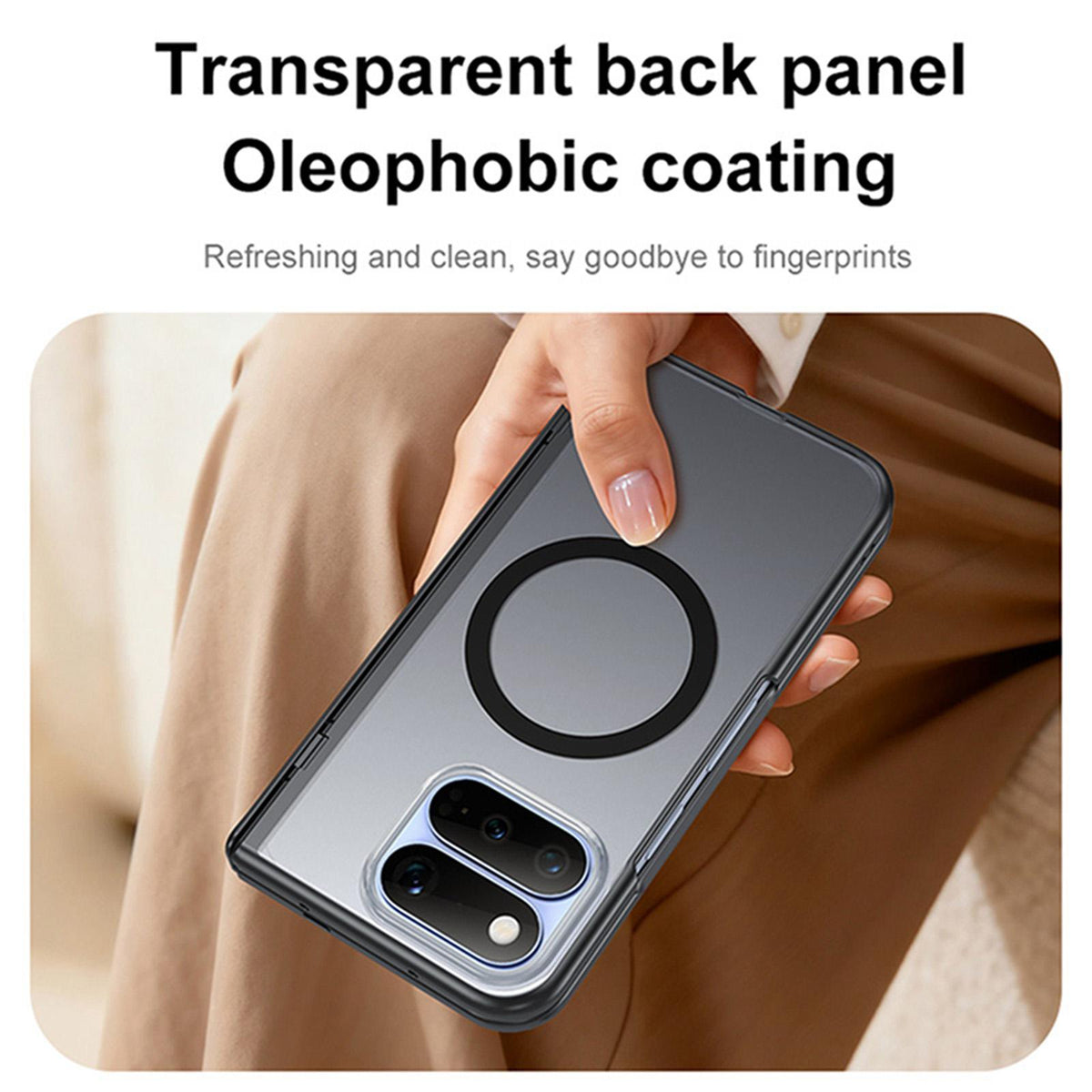 For Google Pixel 11 Pro Fold Intergrated Shell And Flim Translucent Frosted Hinge Protective Magnetic Phone Case - Black - EDA010201001A