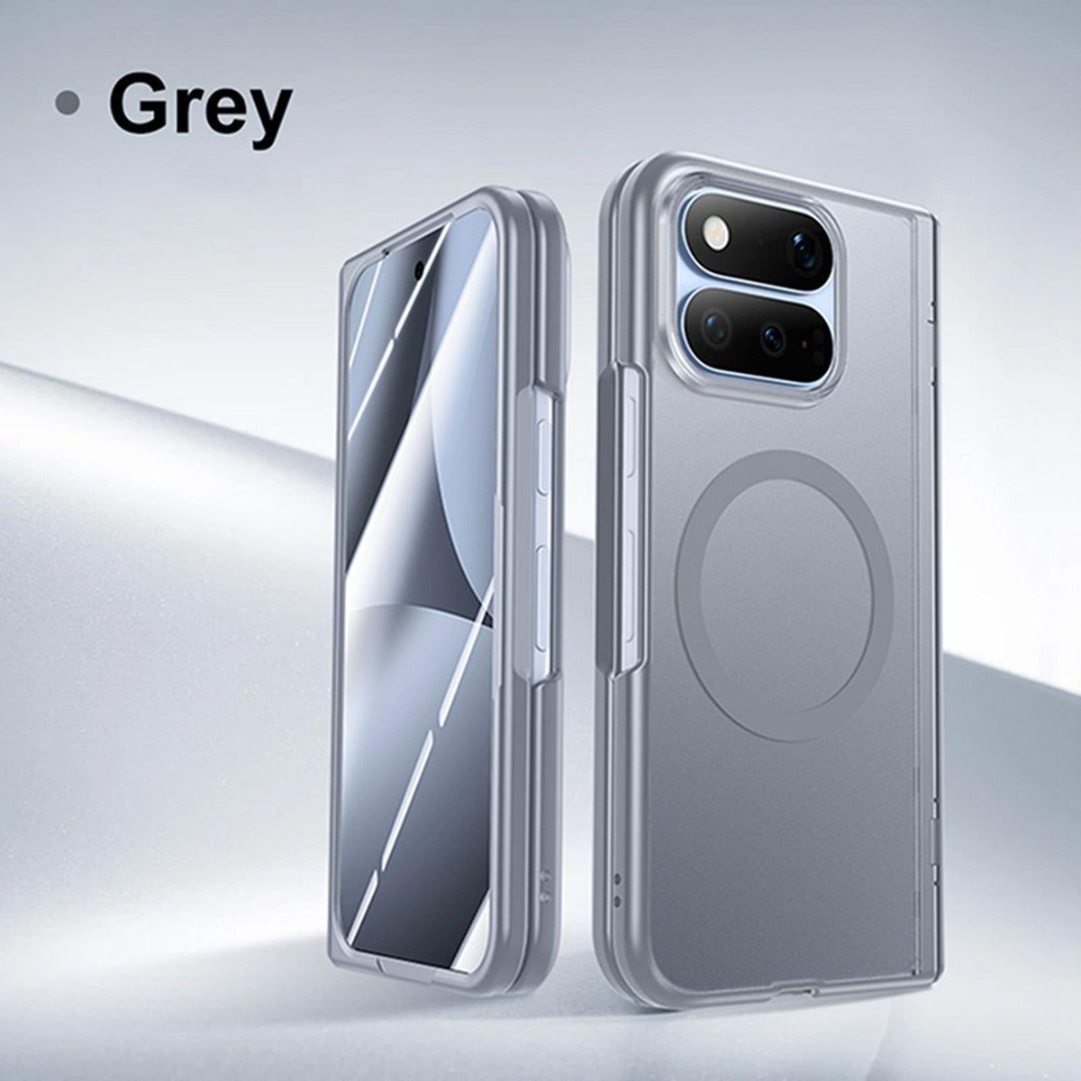 For Google Pixel 11 Pro Fold Intergrated Shell And Flim Translucent Frosted Hinge Protective Magnetic Phone Case - Grey - EDA010201001B
