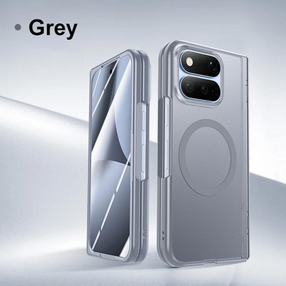 For Google Pixel 11 Pro Fold Intergrated Shell And Flim Translucent Frosted Hinge Protective Magnetic Phone Case - Grey - EDA010201001B