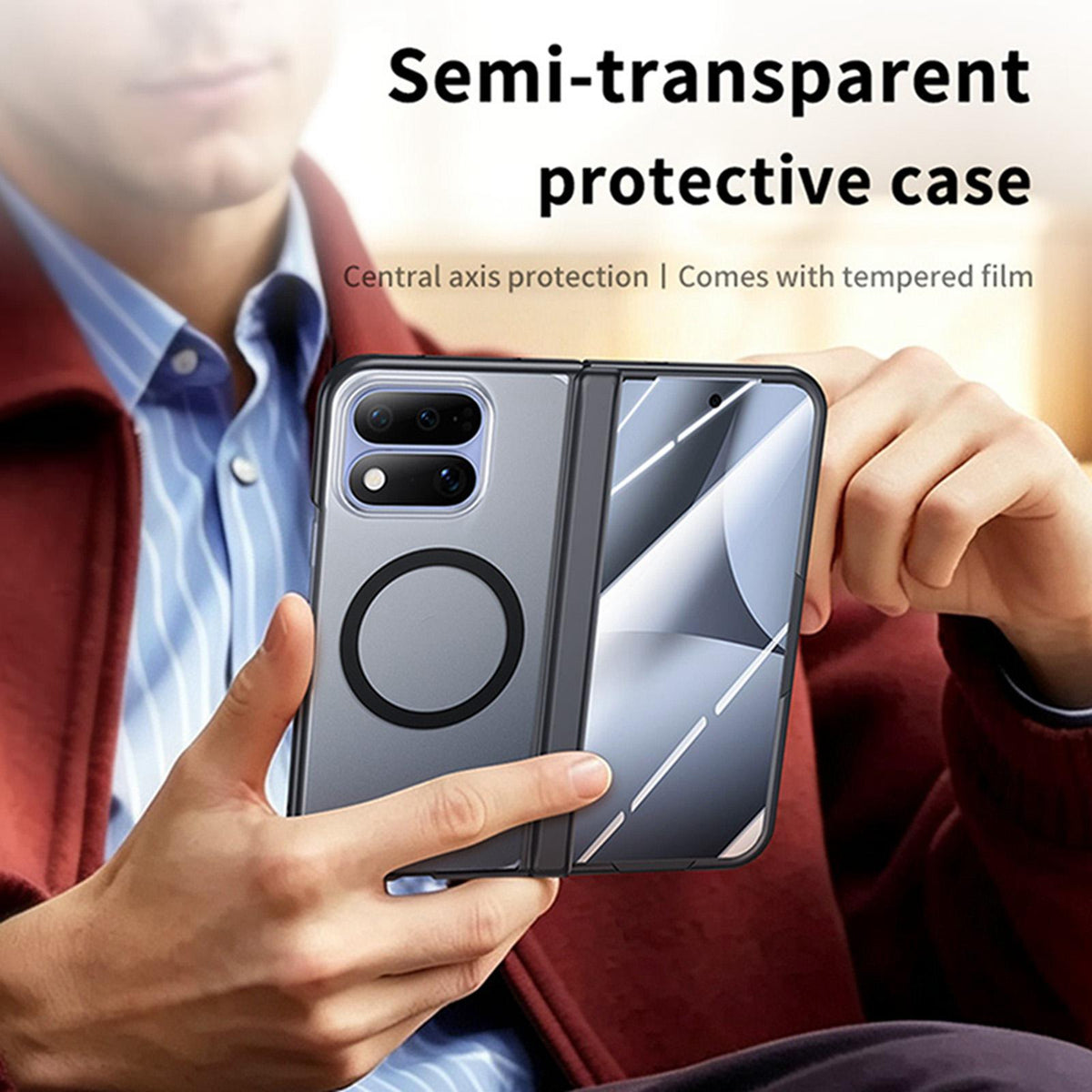 For Google Pixel 11 Pro Fold Intergrated Shell And Flim Translucent Frosted Hinge Protective Magnetic Phone Case - Grey - EDA010201001B