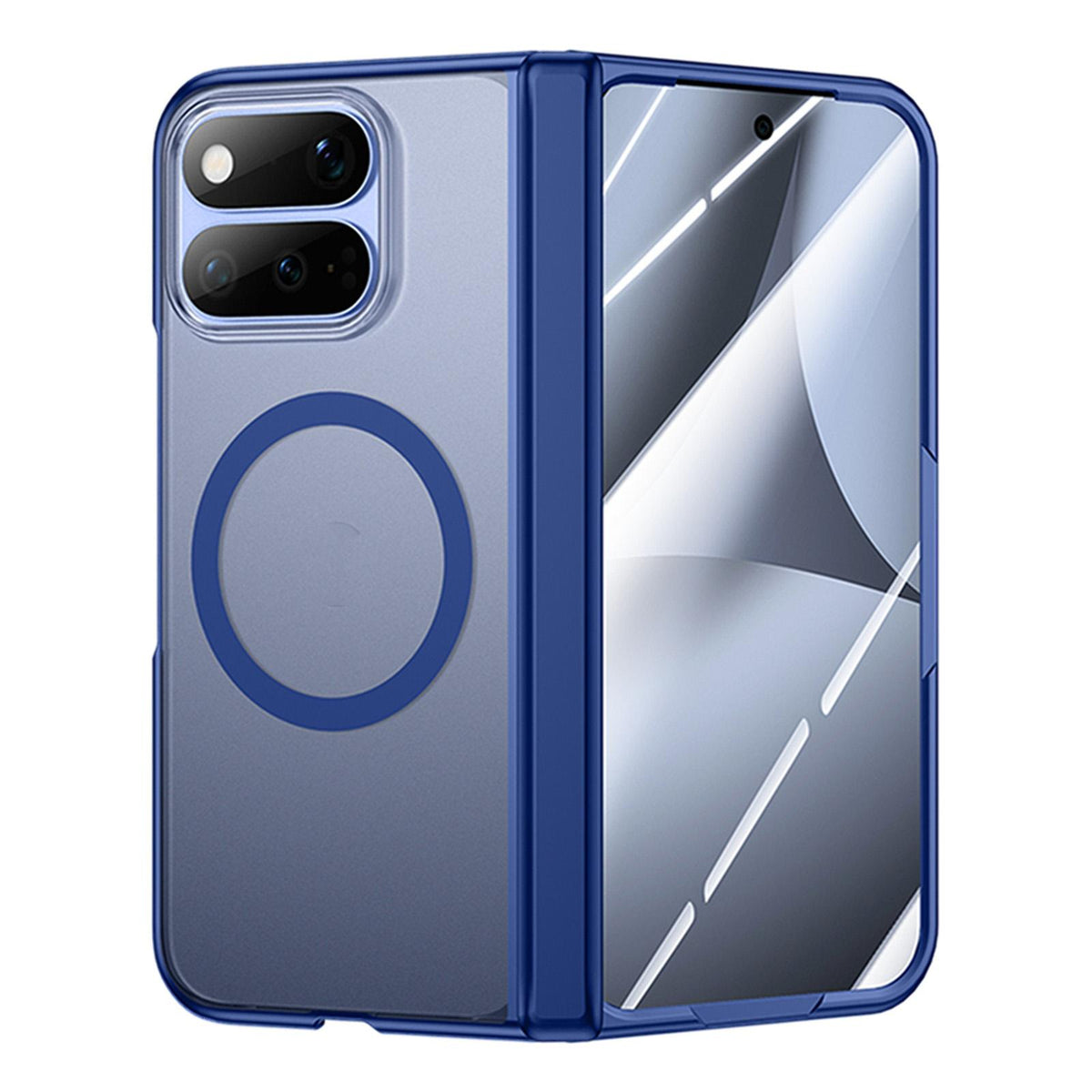 For Google Pixel 11 Pro Fold Intergrated Shell And Flim Translucent Frosted Hinge Protective Magnetic Phone Case - Blue - EDA010201001C