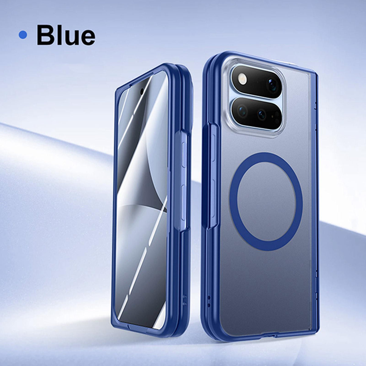 For Google Pixel 11 Pro Fold Intergrated Shell And Flim Translucent Frosted Hinge Protective Magnetic Phone Case - Blue - EDA010201001C