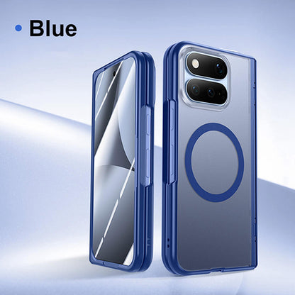 For Google Pixel 11 Pro Fold Intergrated Shell And Flim Translucent Frosted Hinge Protective Magnetic Phone Case - Blue - EDA010201001C