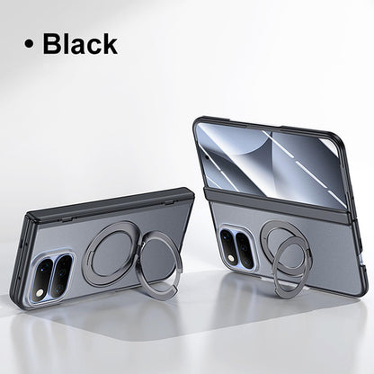 For Google Pixel 11 Pro Fold Intergrated Shell And Flim Translucent Frosted Hinge Protective Phone Case with 360 Degree Holder - Black - EDA010201501A