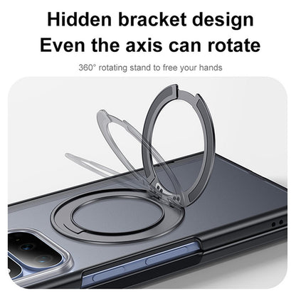 For Google Pixel 11 Pro Fold Intergrated Shell And Flim Translucent Frosted Hinge Protective Phone Case with 360 Degree Holder - Black - EDA010201501A