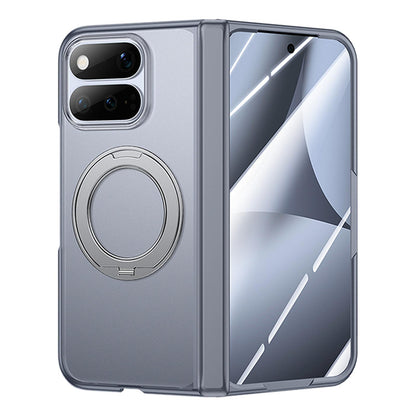For Google Pixel 11 Pro Fold Intergrated Shell And Flim Translucent Frosted Hinge Protective Phone Case with 360 Degree Holder - Grey - EDA010201501B