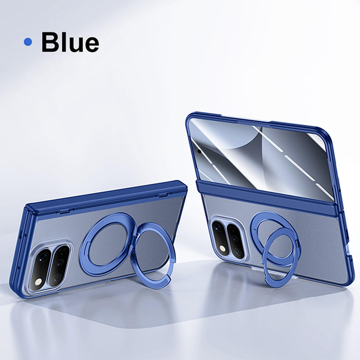 For Google Pixel 11 Pro Fold Intergrated Shell And Flim Translucent Frosted Hinge Protective Phone Case with 360 Degree Holder - Blue - EDA010201501C
