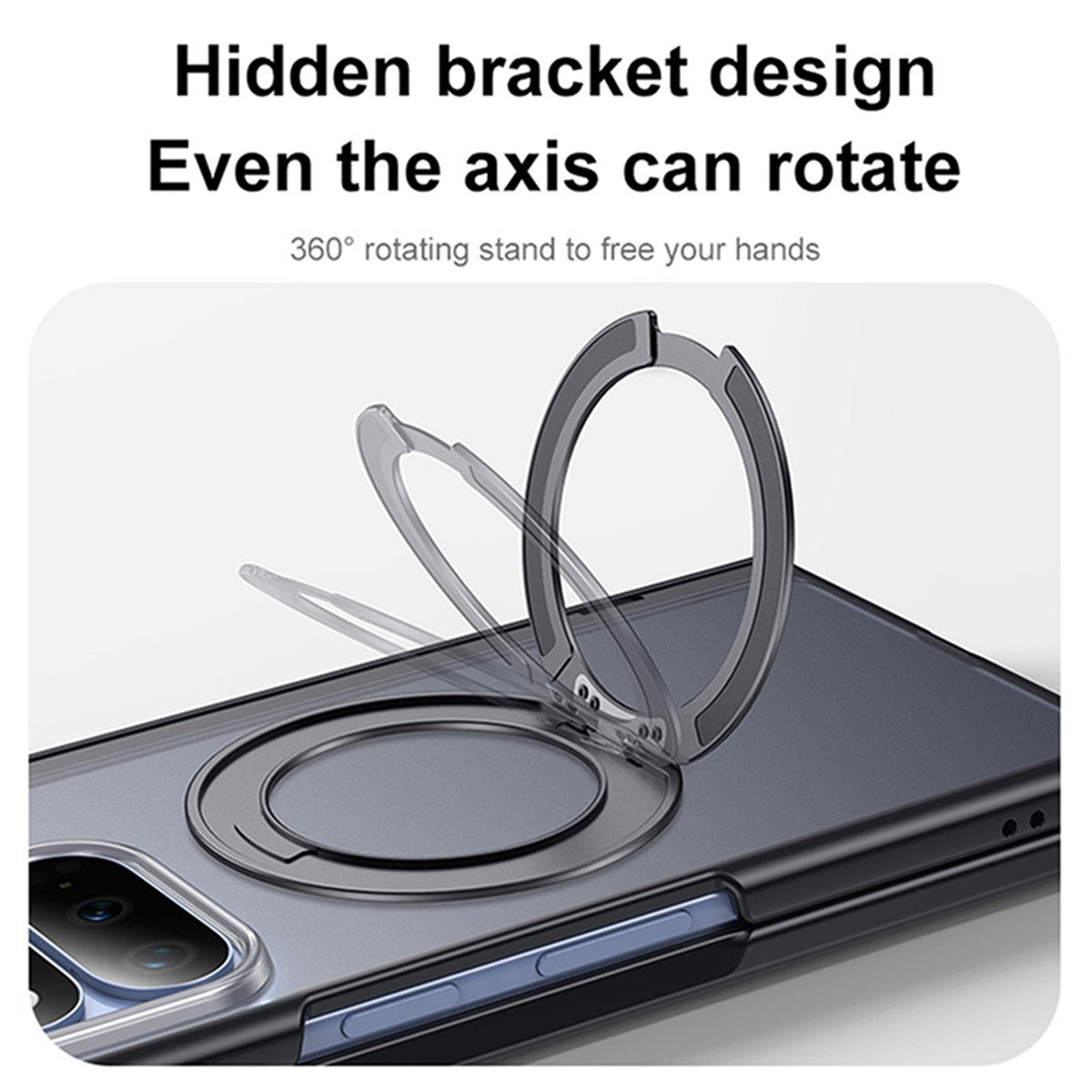 For Google Pixel 11 Pro Fold Intergrated Shell And Flim Translucent Frosted Hinge Protective Phone Case with 360 Degree Holder - Blue - EDA010201501C