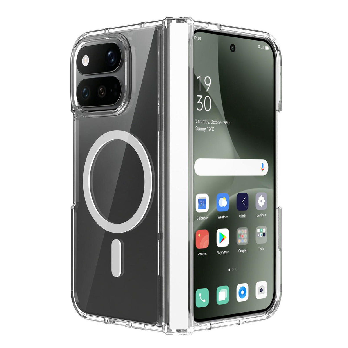 For Google Pixel 11 Pro Fold Scratch-proof Transparent Magnetic Phone Case with Hinge Cover - Default - EDA010201901
