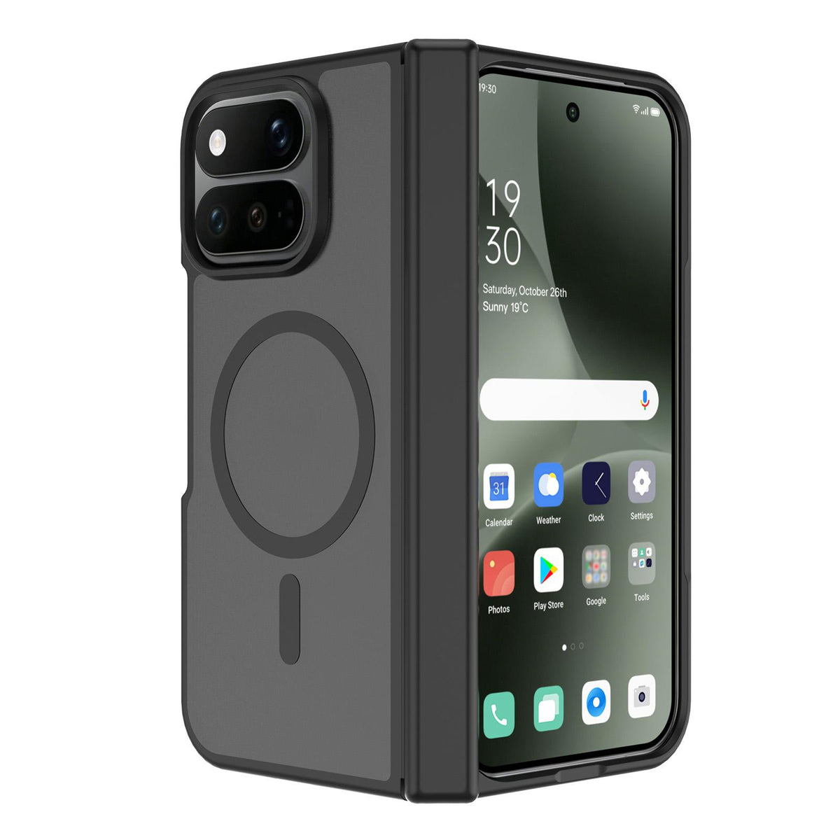 For Google Pixel 11 Pro Fold Skin Feel TPU Hybrid PC Magnetic Phone Case with Hinge Cover - Black - EDA010202101A
