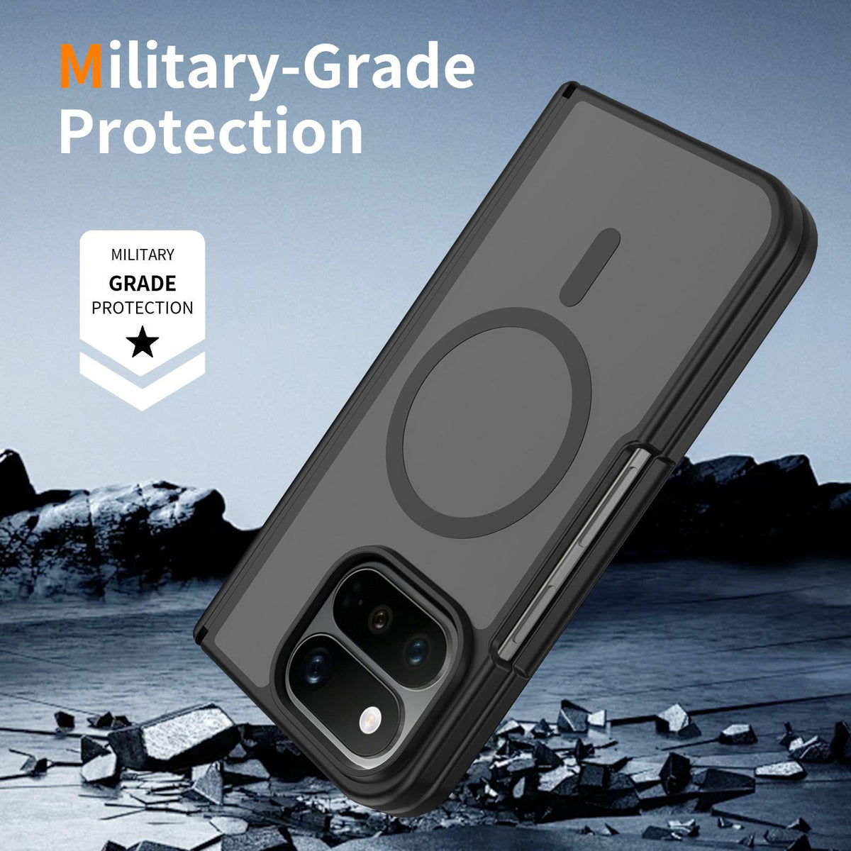 For Google Pixel 11 Pro Fold Skin Feel TPU Hybrid PC Magnetic Phone Case with Hinge Cover - Black - EDA010202101A