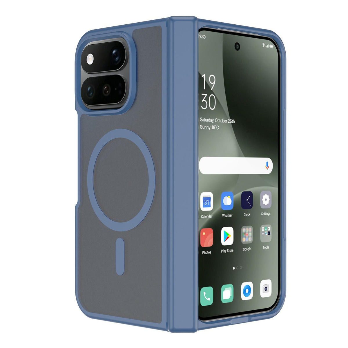 For Google Pixel 11 Pro Fold Skin Feel TPU Hybrid PC Magnetic Phone Case with Hinge Cover - Blue - EDA010202101B