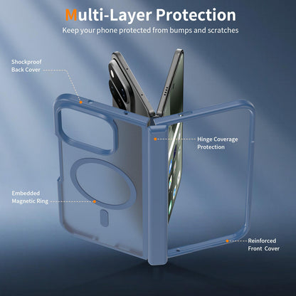 For Google Pixel 11 Pro Fold Skin Feel TPU Hybrid PC Magnetic Phone Case with Hinge Cover - Blue - EDA010202101B