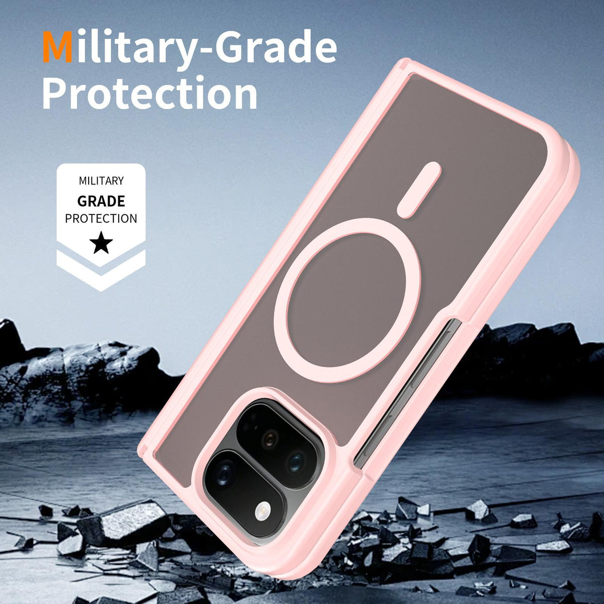 For Google Pixel 11 Pro Fold Skin Feel TPU Hybrid PC Magnetic Phone Case with Hinge Cover - Pink - EDA010202101C