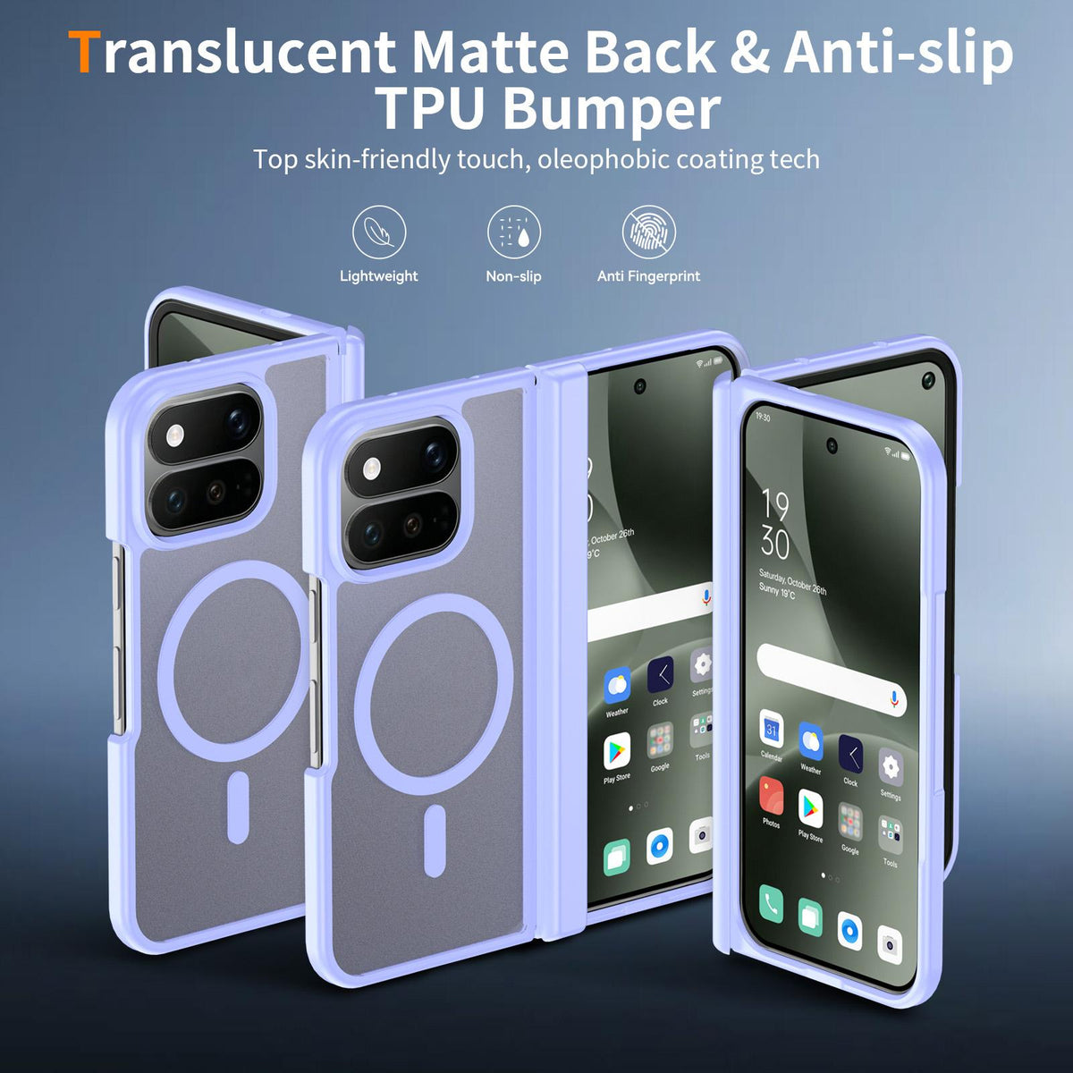 For Google Pixel 11 Pro Fold Skin Feel TPU Hybrid PC Magnetic Phone Case with Hinge Cover - Purple - EDA010202101D