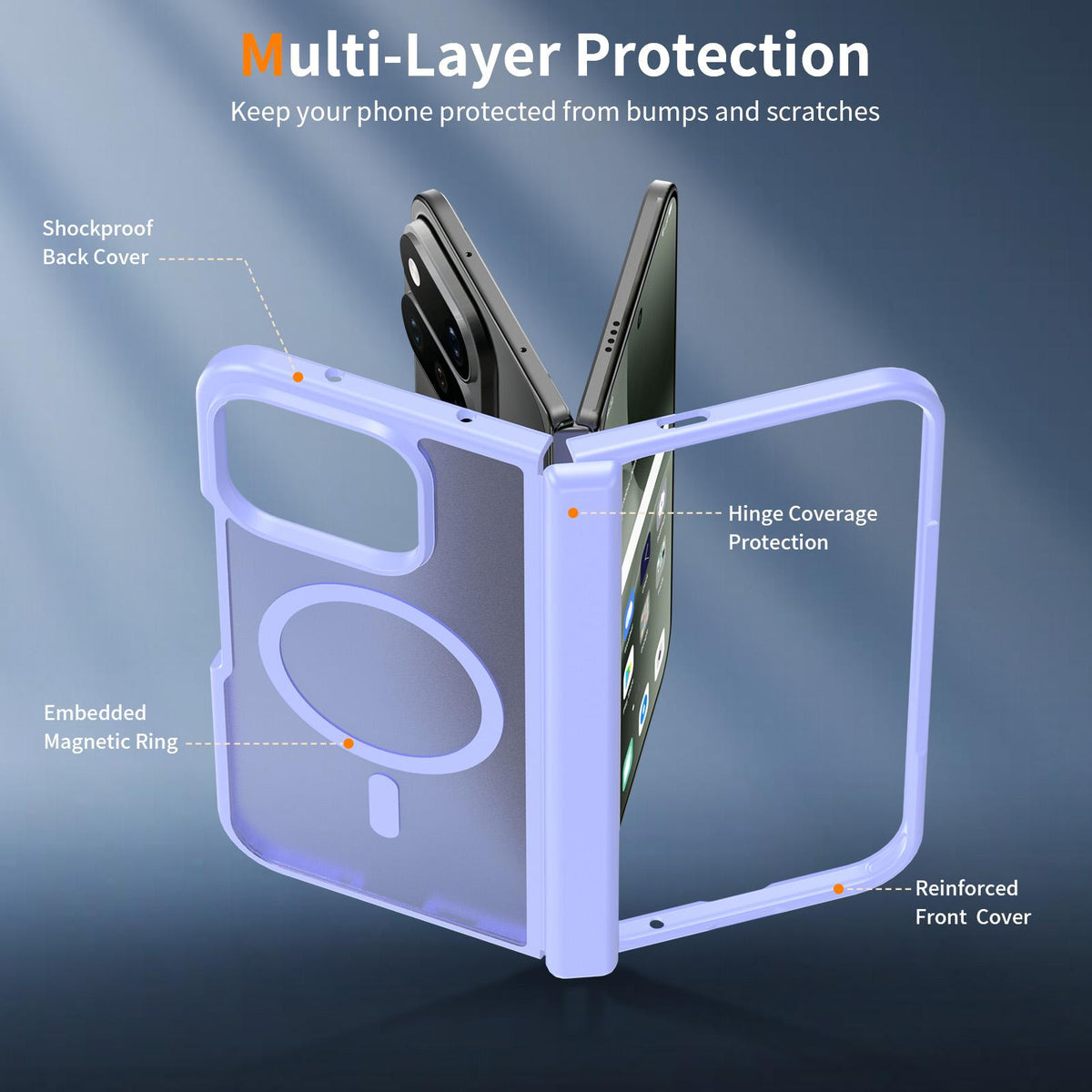 For Google Pixel 11 Pro Fold Skin Feel TPU Hybrid PC Magnetic Phone Case with Hinge Cover - Purple - EDA010202101D