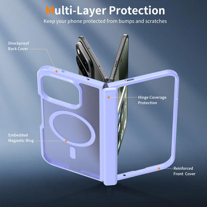 For Google Pixel 11 Pro Fold Skin Feel TPU Hybrid PC Magnetic Phone Case with Hinge Cover - Purple - EDA010202101D
