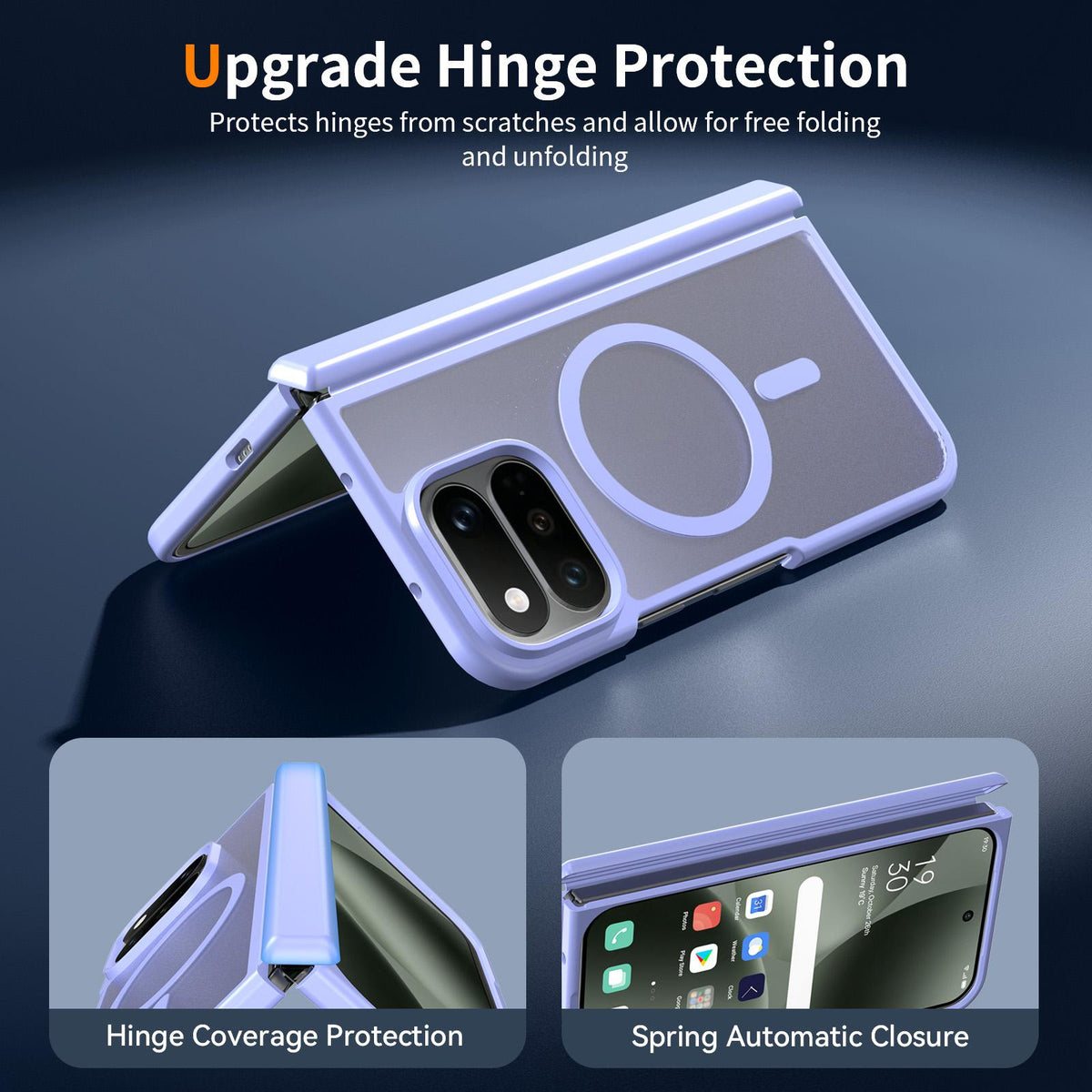 For Google Pixel 11 Pro Fold Skin Feel TPU Hybrid PC Magnetic Phone Case with Hinge Cover - Purple - EDA010202101D