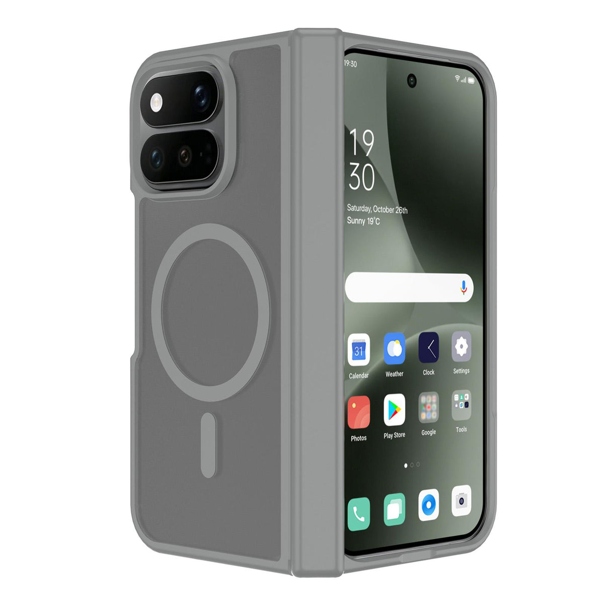 For Google Pixel 11 Pro Fold Skin Feel TPU Hybrid PC Magnetic Phone Case with Hinge Cover - Dark Grey - EDA010202101E