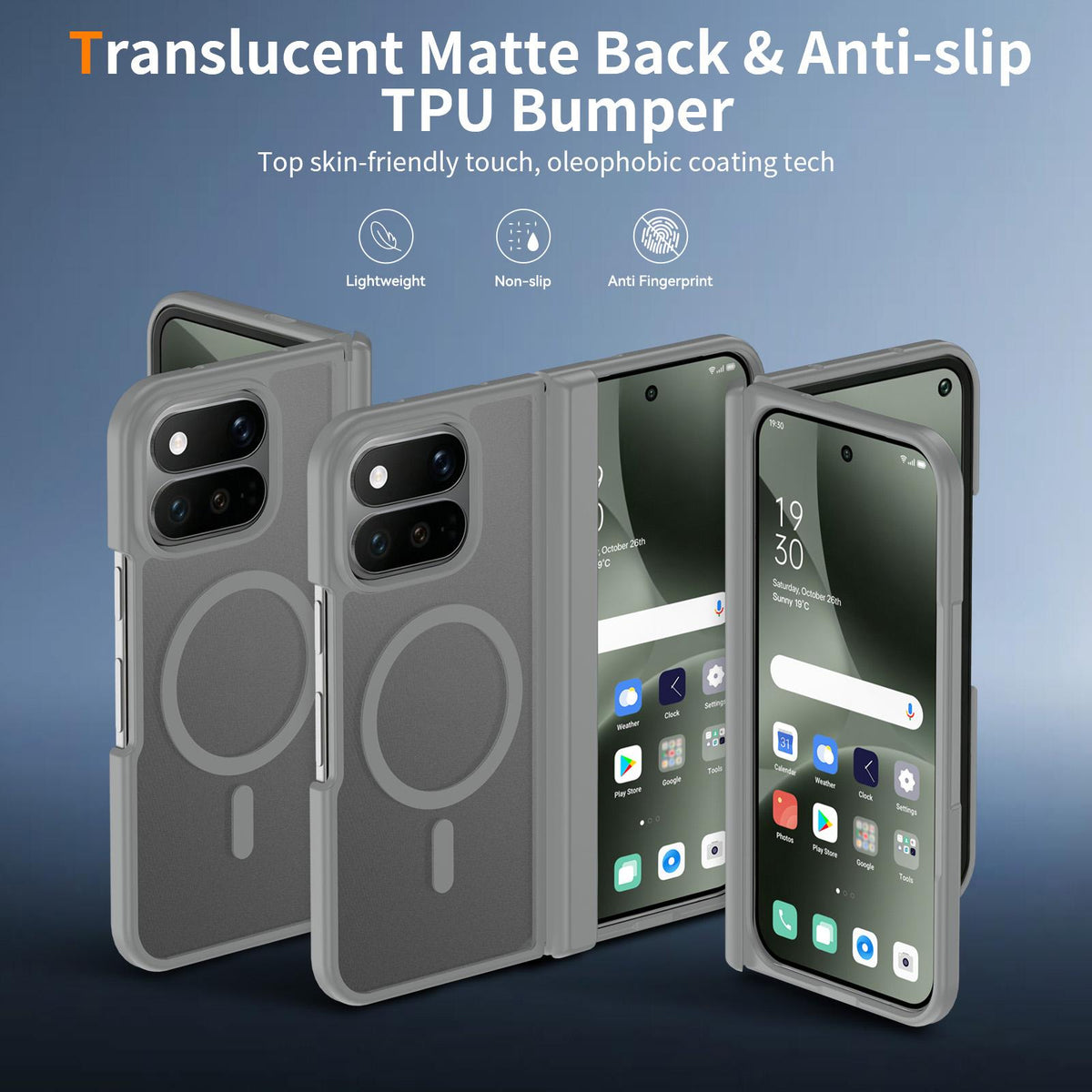 For Google Pixel 11 Pro Fold Skin Feel TPU Hybrid PC Magnetic Phone Case with Hinge Cover - Dark Grey - EDA010202101E