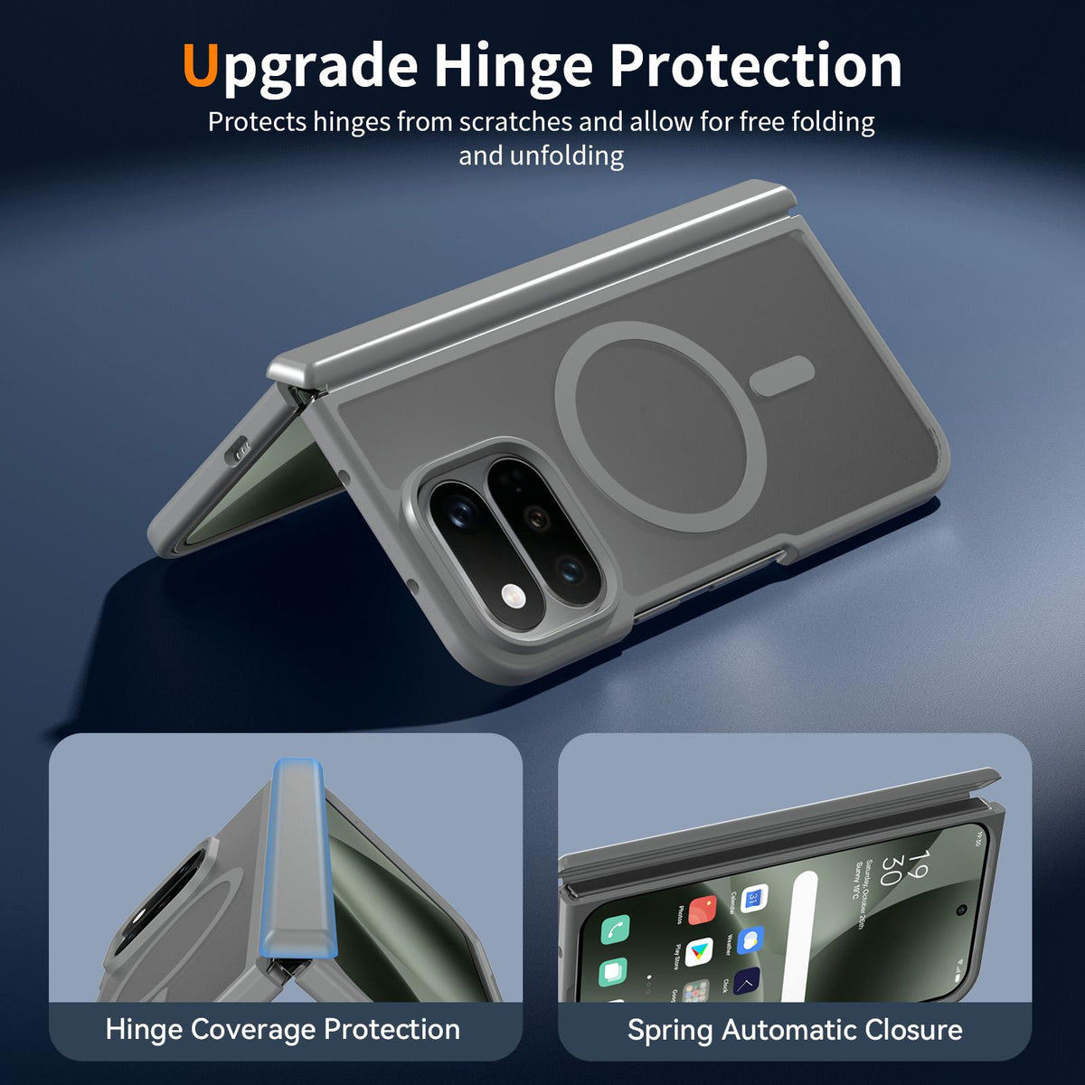 For Google Pixel 11 Pro Fold Skin Feel TPU Hybrid PC Magnetic Phone Case with Hinge Cover - Dark Grey - EDA010202101E