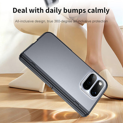For Google Pixel 11 Pro Fold Intergrated Shell And Flim Translucent Frosted Hinge Holder Phone Case - Black - EDA010202301A