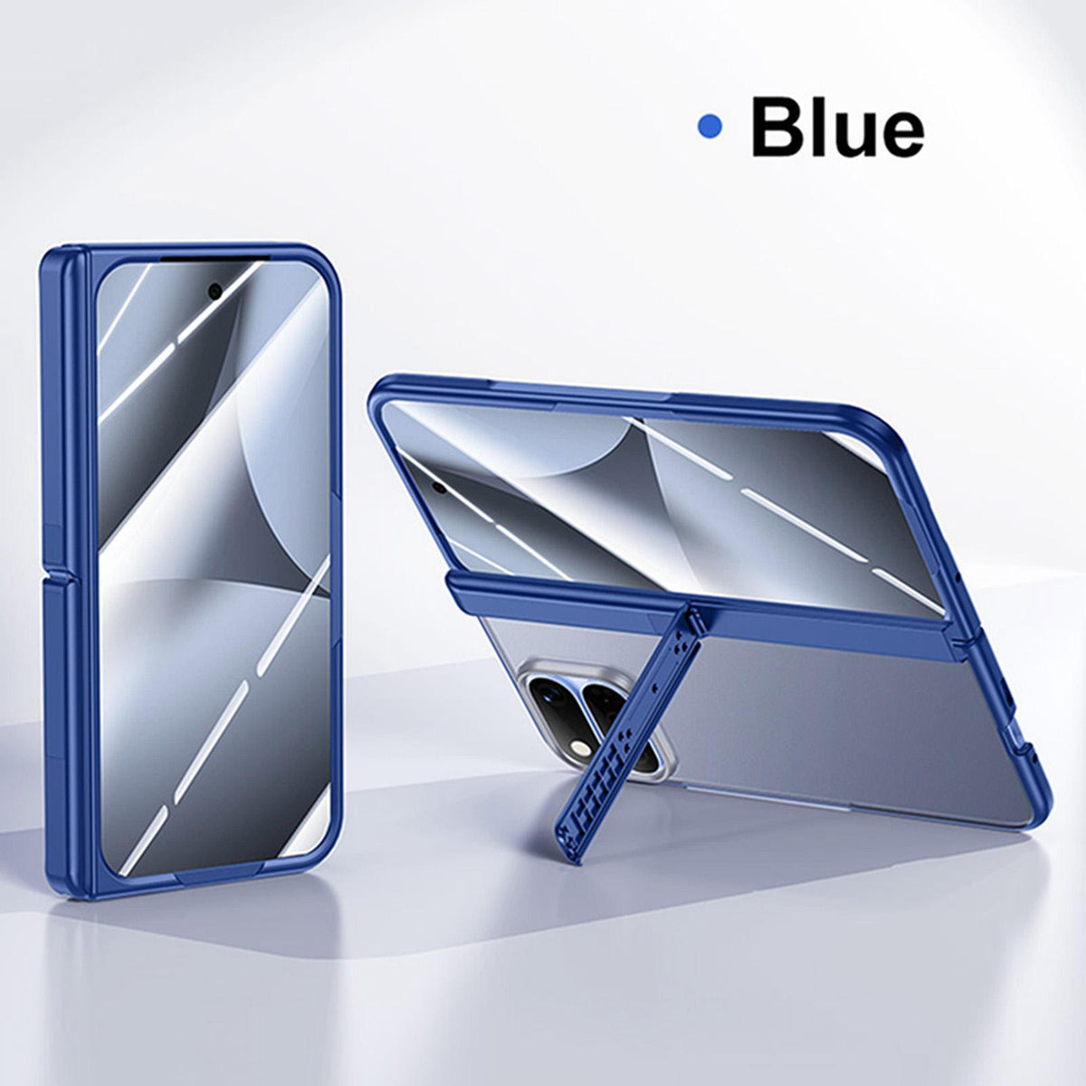 For Google Pixel 11 Pro Fold Intergrated Shell And Flim Translucent Frosted Hinge Holder Phone Case - Blue - EDA010202301C