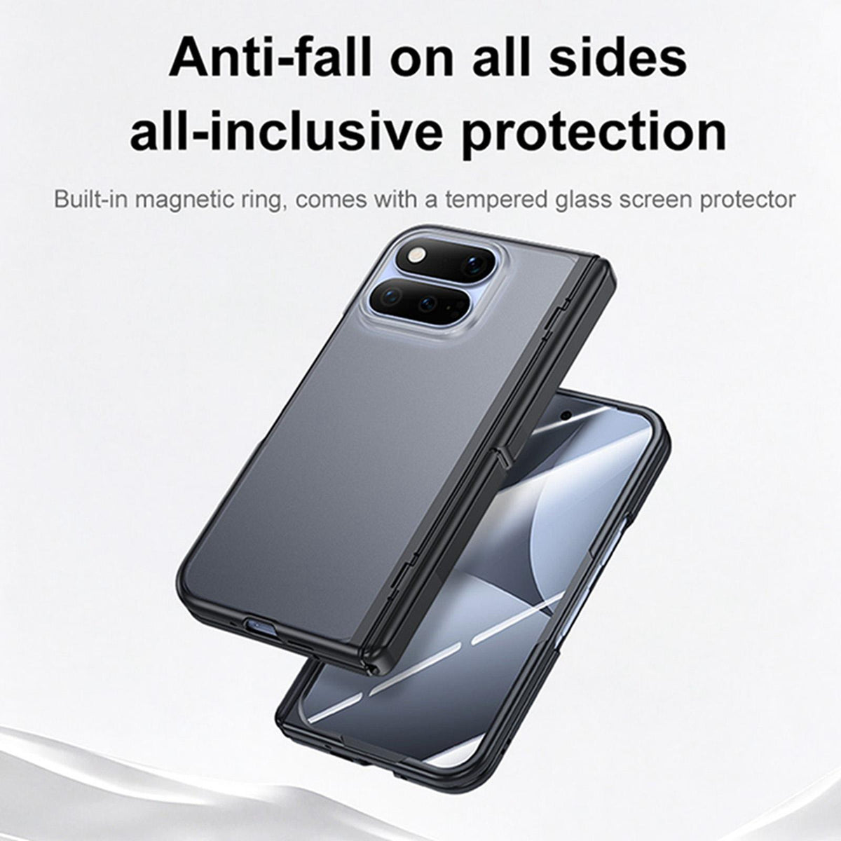 For Google Pixel 11 Pro Fold Intergrated Shell And Flim Translucent Frosted Hinge Holder Phone Case - Blue - EDA010202301C