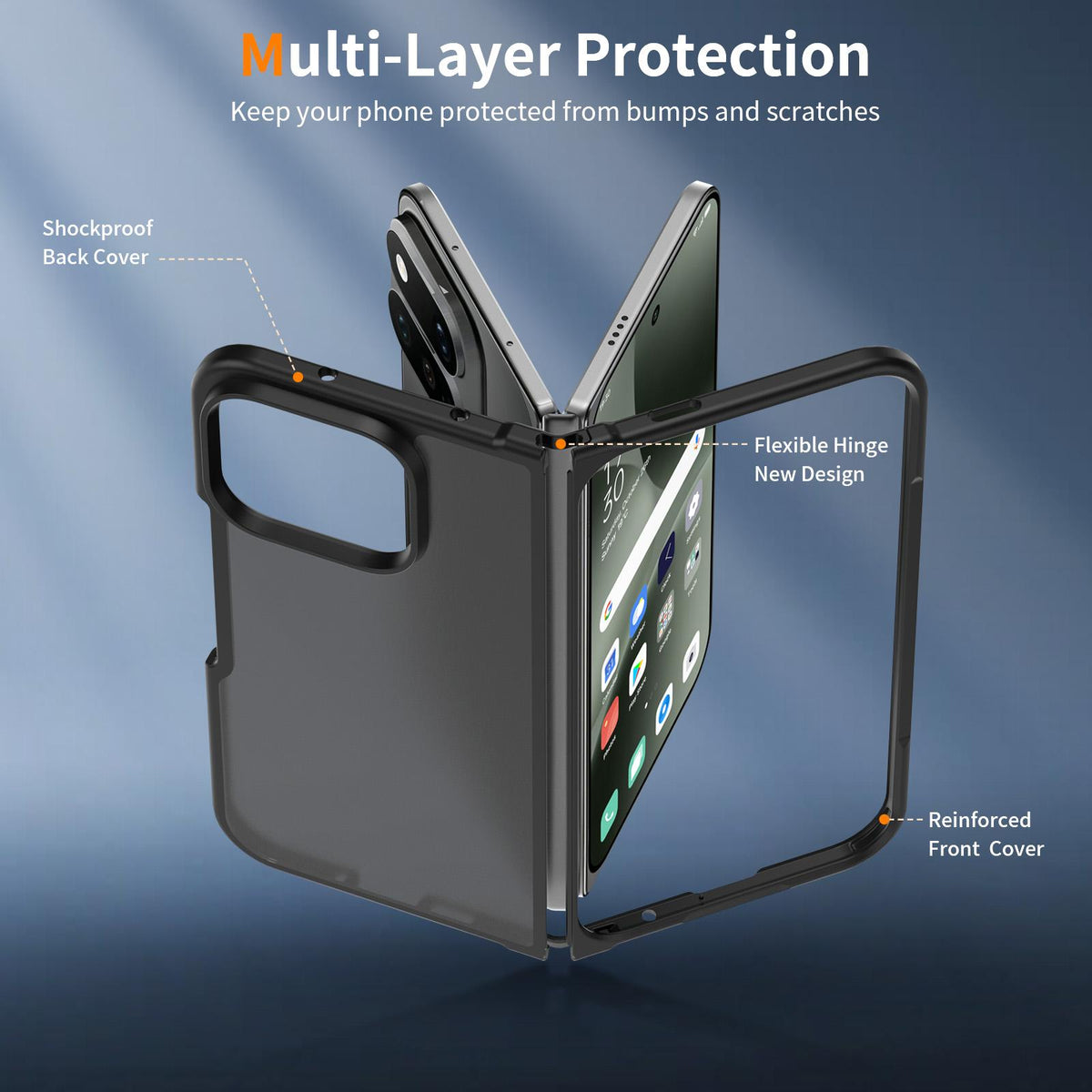 For Google Pixel 11 Pro Fold Skin Feel Contrast Color TPU Hybrid PC Phone Case - Black - EDA010202601A