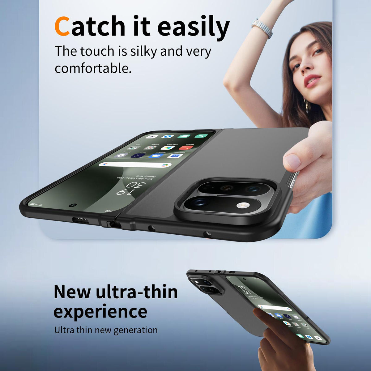 For Google Pixel 11 Pro Fold Skin Feel Contrast Color TPU Hybrid PC Phone Case - Black - EDA010202601A