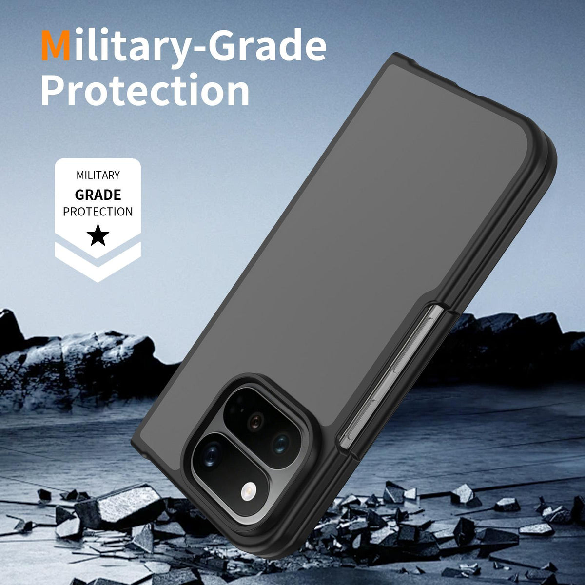 For Google Pixel 11 Pro Fold Skin Feel Contrast Color TPU Hybrid PC Phone Case - Black - EDA010202601A