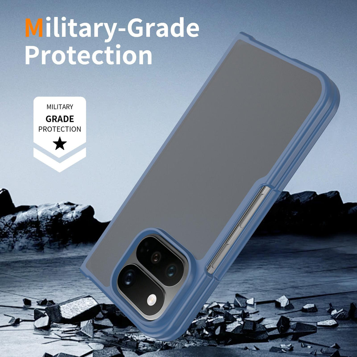 For Google Pixel 11 Pro Fold Skin Feel Contrast Color TPU Hybrid PC Phone Case - Blue - EDA010202601B