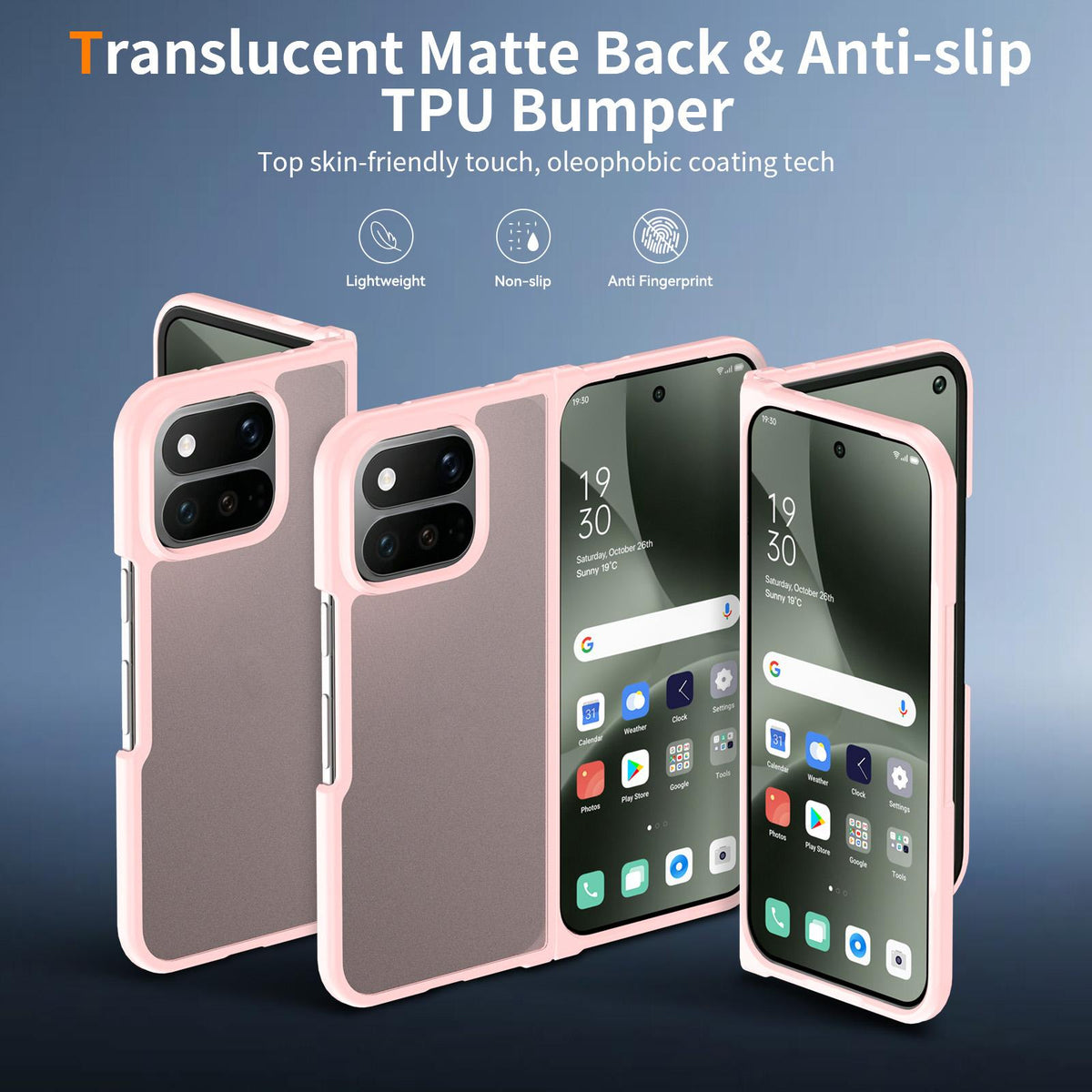 For Google Pixel 11 Pro Fold Skin Feel Contrast Color TPU Hybrid PC Phone Case - Pink - EDA010202601C