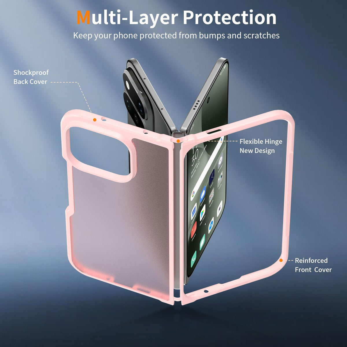 For Google Pixel 11 Pro Fold Skin Feel Contrast Color TPU Hybrid PC Phone Case - Pink - EDA010202601C