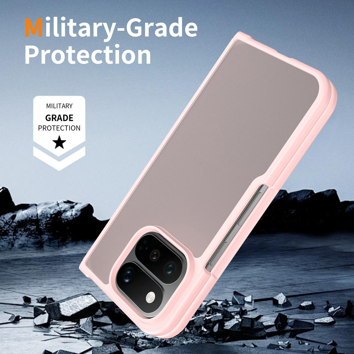 For Google Pixel 11 Pro Fold Skin Feel Contrast Color TPU Hybrid PC Phone Case - Pink - EDA010202601C