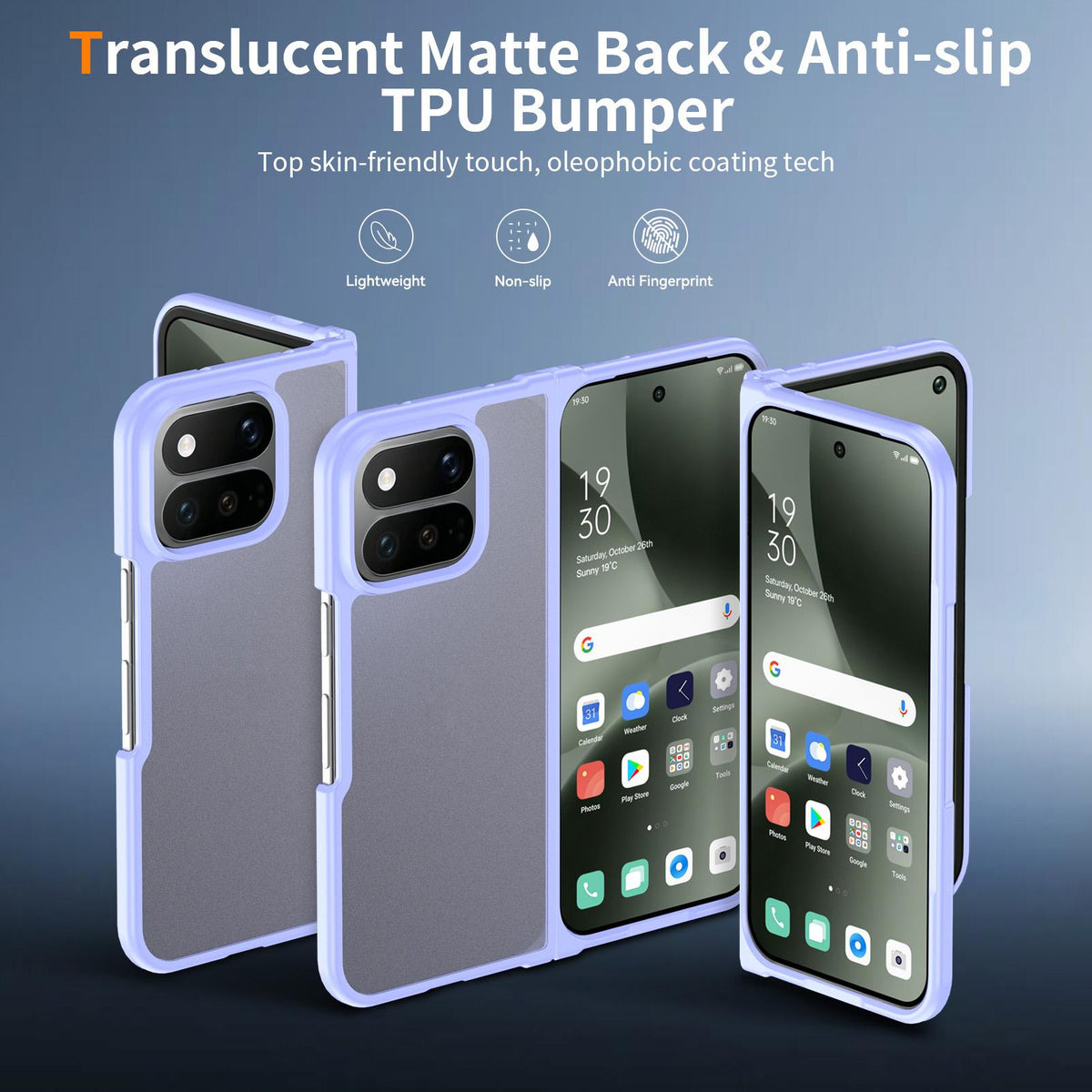 For Google Pixel 11 Pro Fold Skin Feel Contrast Color TPU Hybrid PC Phone Case - Purple - EDA010202601D
